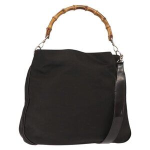 Authentic GUCCI Bamboo Shoulder Bag Nylon 2way Brown 001 3444 1577